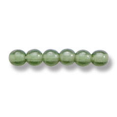 Bead, Preciosa Czech Druk Glass, 4mm Round Bead - Transparent Olive Green with Lustre Finish (Hole Size 0.9mm)
