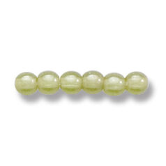 Bead, Preciosa Czech Druk Glass, 4mm Round Bead - Transparent Light Olive Green with Lustre Finish (Hole Size 0.9mm)