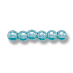 Bead, Preciosa Czech Druk Glass, 4mm Round Bead - Transparent Aqua with Lustre Finish (Hole Size 0.9mm)