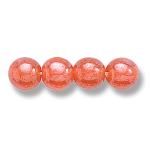 Bead, Preciosa Czech Druk Glass, 6mm Round Bead - Transparent Orange with Lustre Finish (Hole Size 1.1mm)