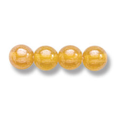 Bead, Preciosa Czech Druk Glass, 6mm Round Bead - Transparent Dark Yellow with Lustre Finish (Hole Size 1.1mm)