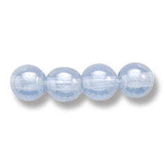 Bead, Preciosa Czech Druk Glass, 6mm Round Bead - Transparent Light Sapphire with Lustre Finish (Hole Size 1.1mm)
