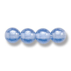 Bead, Preciosa Czech Druk Glass, 6mm Round Bead - Transparent Sapphire with Lustre Finish (Hole Size 1.1mm)