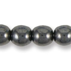 Bead, Preciosa Czech Druk Glass, 6mm Round Bead - Opaque Hematite with Lustre Finish (Hole Size 1.1mm)