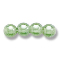 Bead, Preciosa Czech Druk Glass, 6mm Round Bead - Transparent Pale Green with Lustre Finish (Hole Size 1.1mm)