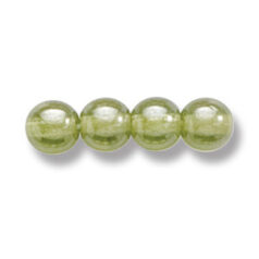 Bead, Preciosa Czech Druk Glass, 6mm Round Bead - Transparent Light Olive Green with Lustre Finish (Hole Size 1.1mm)