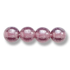 Bead, Preciosa Czech Druk Glass, 6mm Round Bead - Transparent Dark Amethyst with Lustre Finish (Hole Size 1.1mm)