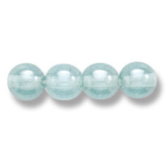 Bead, Preciosa Czech Druk Glass, 6mm Round Bead - Transparent Light Aqua with Lustre Finish (Hole Size 1.1mm)