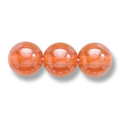 Bead, Preciosa Czech Druk Glass, 8mm Round Bead - Transparent Orange with Lustre Finish (Hole Size 1.1mm)