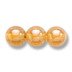 Bead, Preciosa Czech Druk Glass, 8mm Round Bead - Transparent Dark Yellow with Lustre Finish (Hole Size 1.1mm)