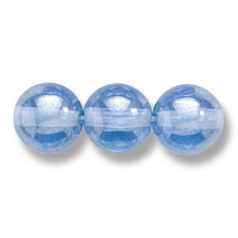 Bead, Preciosa Czech Druk Glass, 8mm Round Bead - Transparent Light Sapphire with Lustre Finish (Hole Size 1.1mm)