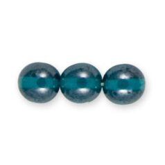 Bead, Preciosa Czech Druk Glass, 8mm Round Bead - Transparent Green Aqua with Lustre Finish (Hole Size 1.1mm)