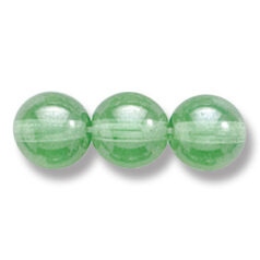 Bead, Preciosa Czech Druk Glass, 8mm Round Bead - Transparent Peridot with Lustre Finish (Hole Size 1.1mm)