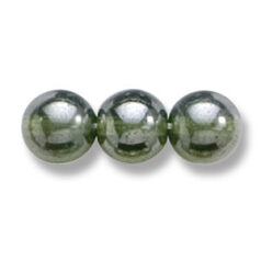Bead, Preciosa Czech Druk Glass, 8mm Round Bead - Transparent Olive Green with Lustre Finish (Hole Size 1.1mm)