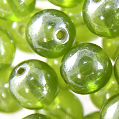 Bead, Preciosa Czech Druk Glass, 8mm Round Bead - Transparent Light Olive Green with Lustre Finish (Hole Size 1.1mm)