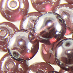 Bead, Preciosa Czech Druk Glass, 8mm Round Bead - Transparent Dark Amethyst with Lustre Finish (Hole Size 1.1mm)