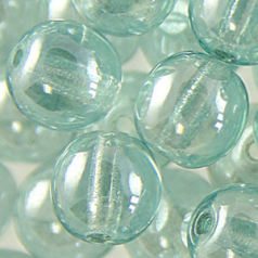 Bead, Preciosa Czech Druk Glass, 8mm Round Bead - Transparent Light Aqua with Lustre Finish (Hole Size 1.1mm)