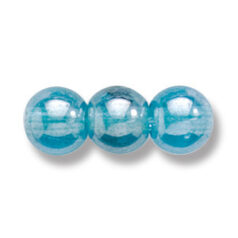 Bead, Preciosa Czech Druk Glass, 8mm Round Bead - Transparent Aqua with Lustre Finish (Hole Size 1.1mm)