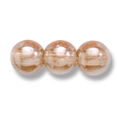 Bead, Preciosa Czech Druk Glass, 8mm Round Bead - Transparent Smoke Topaz with Lustre Finish (Hole Size 1.1mm)