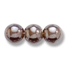 Bead, Preciosa Czech Druk Glass, 8mm Round Bead - Transparent Dark Smoke Topaz with Lustre Finish (Hole Size 1.1mm)