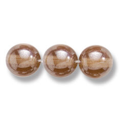 Bead, Preciosa Czech Druk Glass, 8mm Round Bead - Transparent Light Smoke Topaz with Lustre Finish (Hole Size 1.1mm)