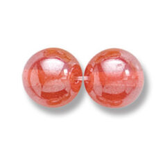 Bead, Preciosa Czech Druk Glass, 10mm Round Bead - Transparent Orange with Lustre Finish (Hole Size 1.1mm)