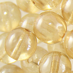 Bead, Preciosa Czech Druk Glass, 10mm Round Bead - Transparent Light Topaz with Lustre Finish (Hole Size 1.1mm)