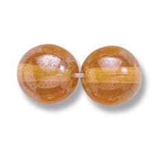 Bead, Preciosa Czech Druk Glass, 10mm Round Bead - Transparent Topaz with Lustre Finish (Hole Size 1.1mm)