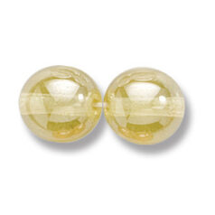 Bead, Preciosa Czech Druk Glass, 10mm Round Bead - Transparent Light Yellow with Lustre Finish (Hole Size 1.1mm)
