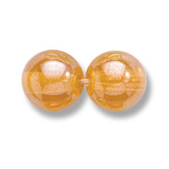 Bead, Preciosa Czech Druk Glass, 10mm Round Bead - Transparent Dark Yellow with Lustre Finish (Hole Size 1.1mm)