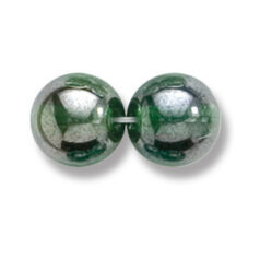 Bead, Preciosa Czech Druk Glass, 10mm Round Bead - Transparent Emerald with Lustre Finish (Hole Size 1.1mm)