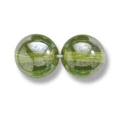 Bead, Preciosa Czech Druk Glass, 10mm Round Bead - Transparent Light Olive Green with Lustre Finish (Hole Size 1.1mm)