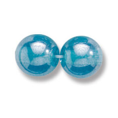 Bead, Preciosa Czech Druk Glass, 10mm Round Bead - Transparent Aqua with Lustre Finish (Hole Size 1.1mm)