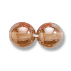 Bead, Preciosa Czech Druk Glass, 10mm Round Bead - Transparent Smoke Topaz with Lustre Finish (Hole Size 1.1mm)