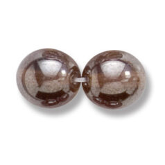Bead, Preciosa Czech Druk Glass, 10mm Round Bead - Transparent Dark Smoke Topaz with Lustre Finish (Hole Size 1.1mm)