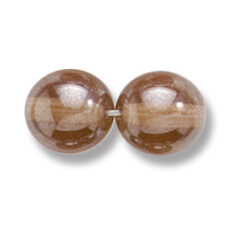 Bead, Preciosa Czech Druk Glass, 10mm Round Bead - Transparent Light Smoke Topaz with Lustre Finish (Hole Size 1.1mm)