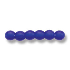 Bead, Preciosa Czech Druk Glass, 4mm Round Bead - Cobalt Blue with Matte Finish (Hole Size 0.9mm)