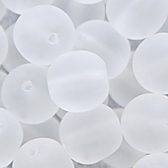 Bead, Preciosa Czech Druk Glass, 6mm Round Bead - Crystal with Matte Finish (Hole Size 1.1mm)