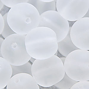 Bead, Preciosa Czech Druk Glass, 6mm Round Bead - Crystal with Matte Finish (Hole Size 1.1mm)