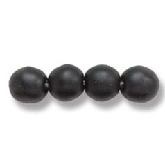 Bead, Preciosa Czech Druk Glass, 6mm Round Bead - Black with Matte Finish (Hole Size 1.1mm)