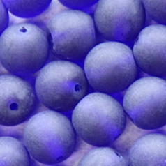 Bead, Preciosa Czech Druk Glass, 6mm Round Bead - Cobalt Blue with Matte Finish (Hole Size 1.1mm)