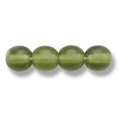 Bead, Preciosa Czech Druk Glass, 6mm Round Bead - Olive Green with Matte Finish (Hole Size 1.1mm)