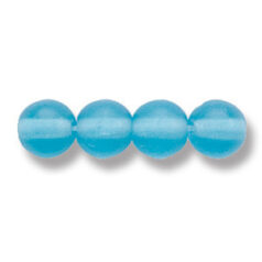 Bead, Preciosa Czech Druk Glass, 6mm Round Bead - Aqua with Matte Finish (Hole Size 1.1mm)