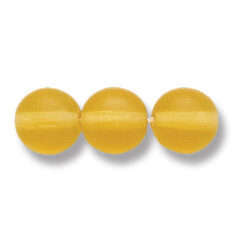 Bead, Preciosa Czech Druk Glass, 8mm Round Bead - Dark Yellow with Matte Finish (Hole Size 1.1mm)