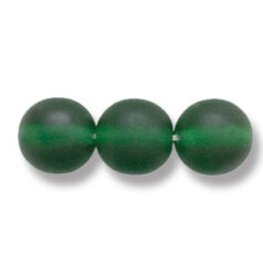 Bead, Preciosa Czech Druk Glass, 8mm Round Bead - Emerald with Matte Finish (Hole Size 1.1mm)