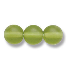 Bead, Preciosa Czech Druk Glass, 8mm Round Bead - Light Olive Green with Matte Finish (Hole Size 1.1mm)