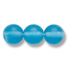 Bead, Preciosa Czech Druk Glass, 8mm Round Bead - Aqua with Matte Finish (Hole Size 1.1mm)