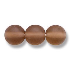 Bead, Preciosa Czech Druk Glass, 8mm Round Bead - Dark Smoke Topaz l with Matte Finish (Hole Size 1.1mm)