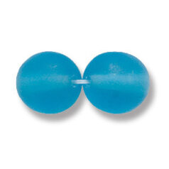 Bead, Preciosa Czech Druk Glass, 10mm Round Bead - Aqua with Matte Finish (Hole Size 1.1mm)