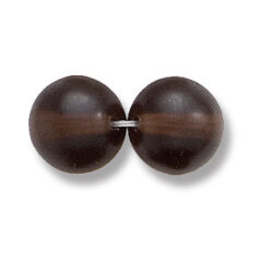 Bead, Preciosa Czech Druk Glass, 10mm Round Bead - Dark Smoke Topaz with Matte Finish (Hole Size 1.1mm)